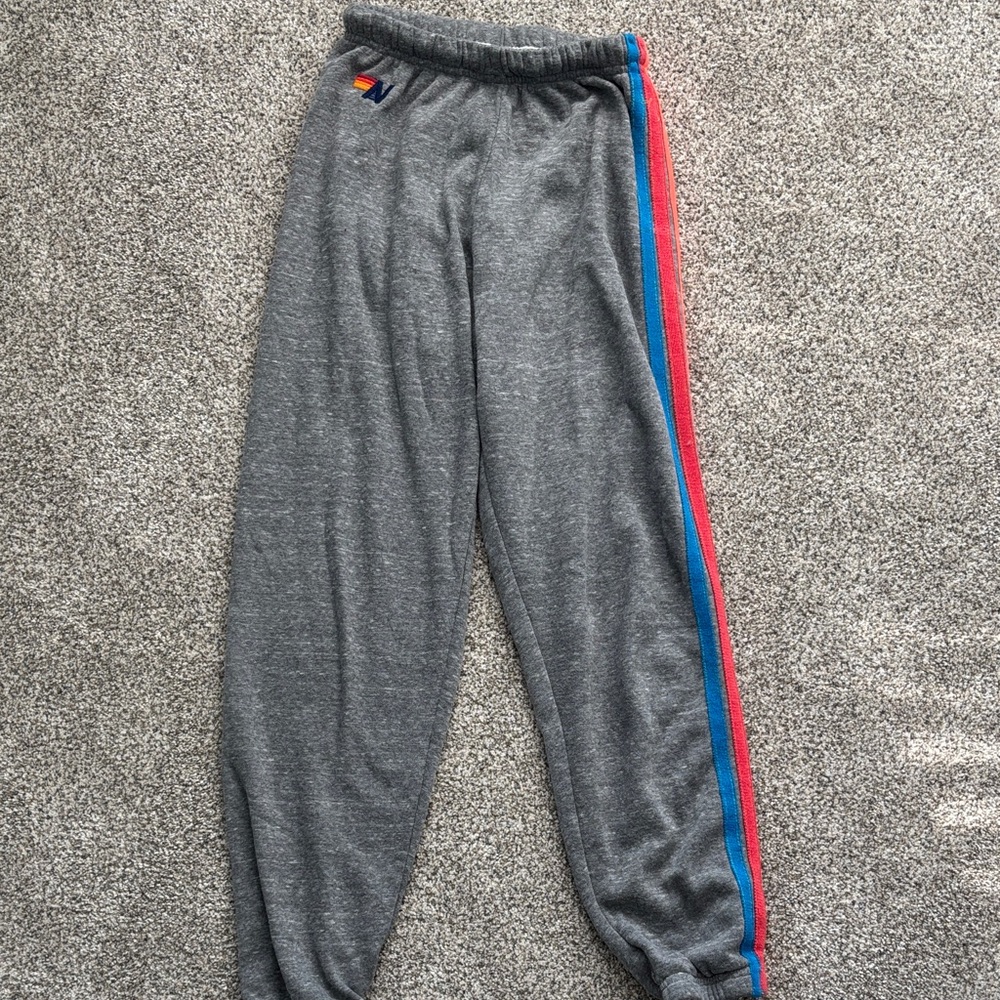 Aviator Nation Charcoal Joggers with Multicolor Stripes